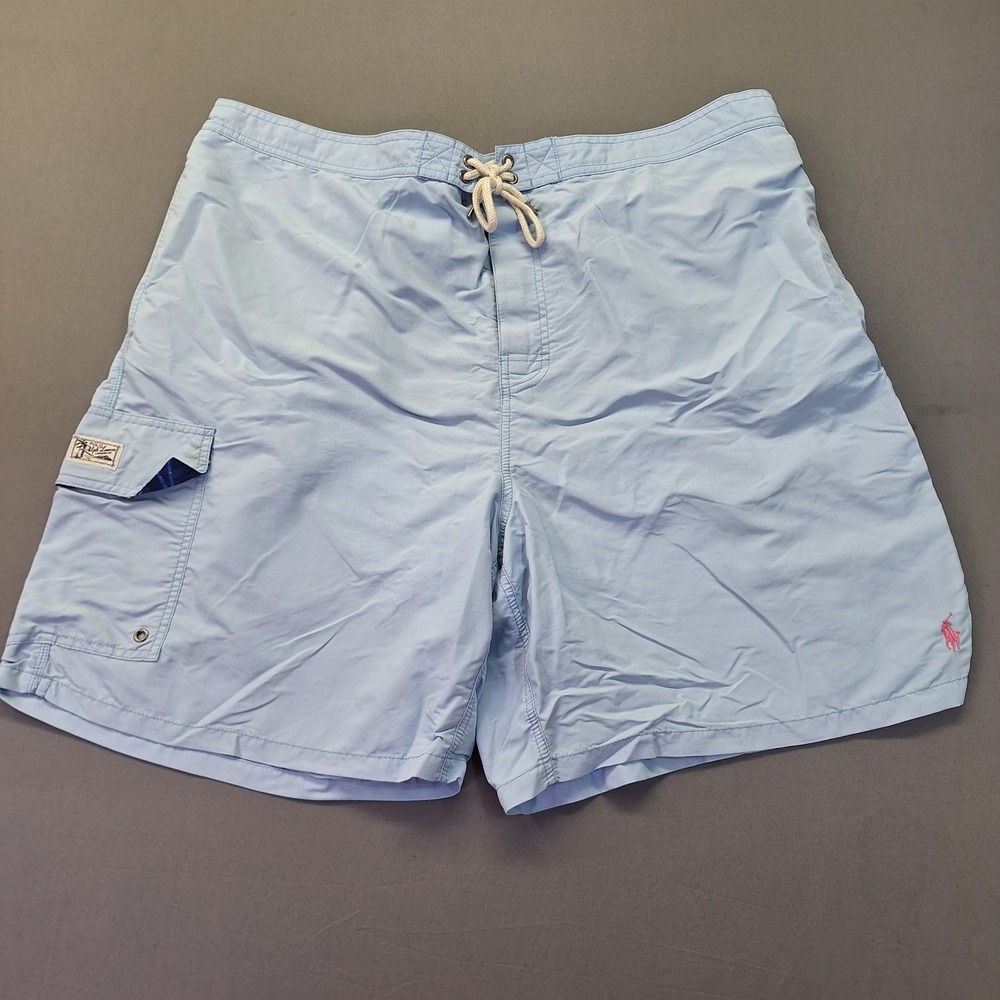 Polo Ralph Lauren Mens Light Blue Cargo Swim Trunks Size 3XB Big & Tall